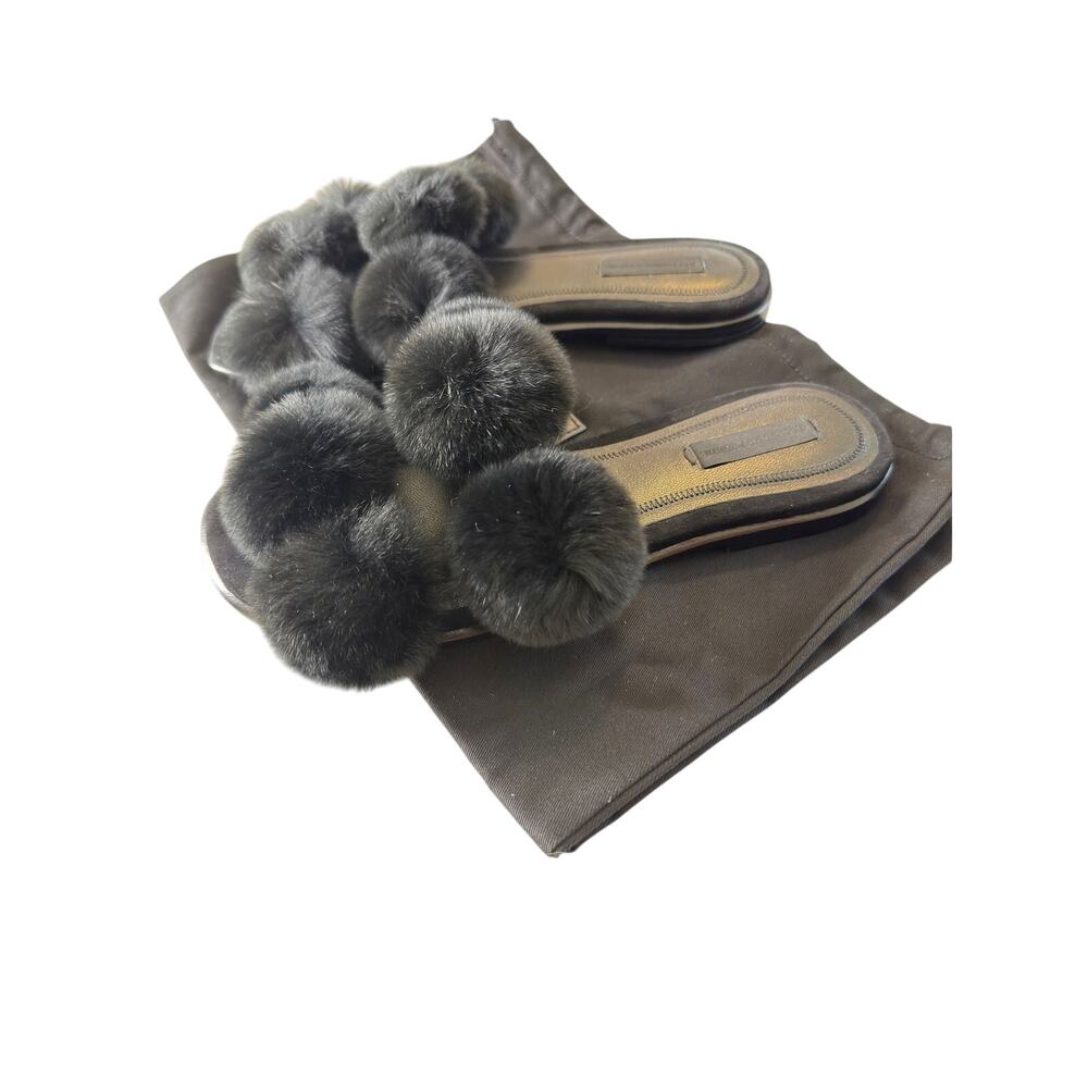 Alexander Wang Ava Rabbit Fur Pom Pom Slides – NIB – Women’s Sz 7 / 37.5 - Picture 9 of 11